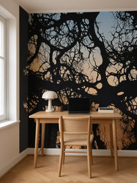 Papier peint panoramique Branches au couchant posé au mur, vue 3