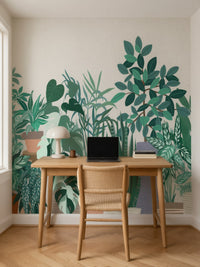 Papier peint panoramique Plantes en pots posé au mur, vue 2