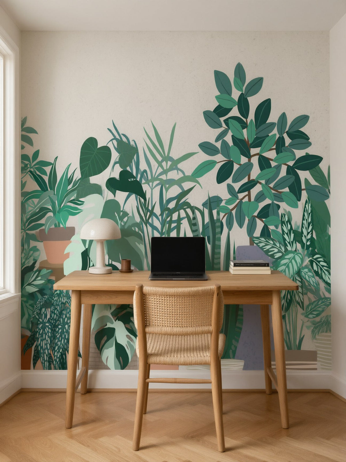 Papier peint panoramique Plantes en pots posé au mur, vue 2