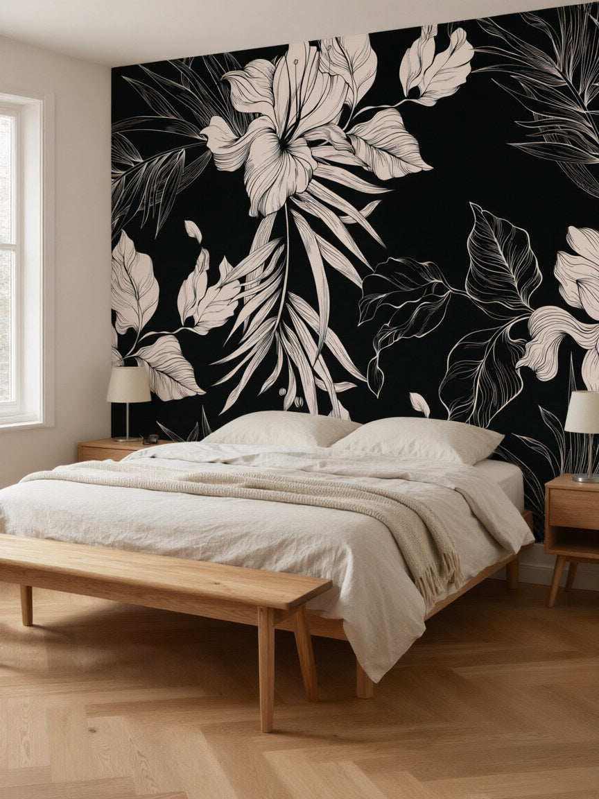 Papier peint panoramique Jardin de minuit posé au mur, vue 3