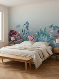 Papier peint panoramique Fonds marins posé au mur, vue 3