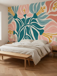Papier peint panoramique Grandes fleurs posé au mur, vue 3