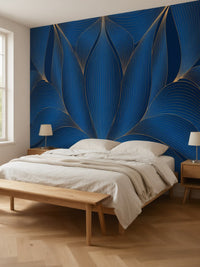 Papier peint panoramique Nénuphar Art déco posé au mur, vue 3