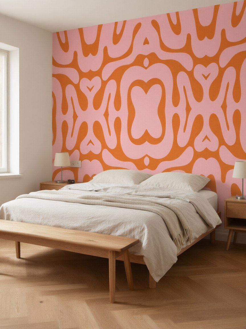 Papier peint panoramique Motif psychédélique posé au mur, vue 3