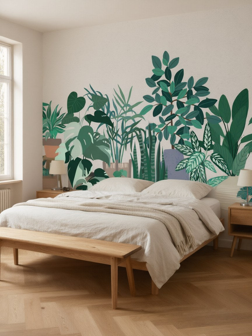 Papier peint panoramique Plantes en pots posé au mur, vue 3