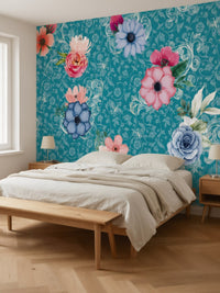 Papier peint panoramique Jardin baroque posé au mur, vue 3