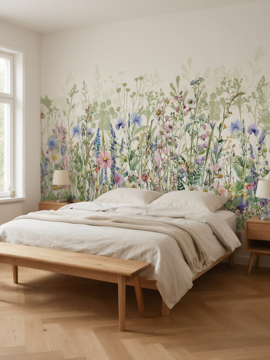 Papier peint panoramique Fleurs des champs posé au mur, vue 3