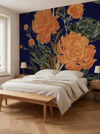 Papier peint panoramique Pivoines posé au mur, vue 3