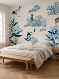 Papier peint panoramique chinoiserie posé au mur, vue 4