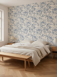 Papier peint panoramique Fleurs dessinées posé au mur, vue 3