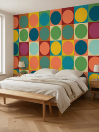 Papier peint panoramique Cercles vintage posé au mur, vue 3