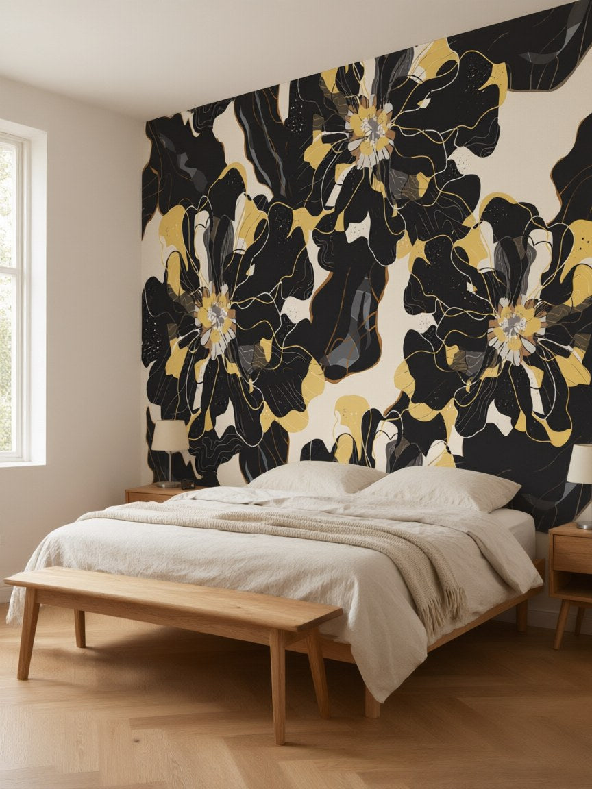 Papier peint panoramique Fleurs modernes posé au mur, vue 3