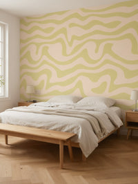 Papier peint panoramique Vagues rétro posé au mur, vue 3