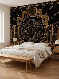 Papier peint panoramique Lion Art déco posé au mur, vue 3