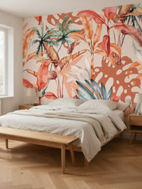 Papier peint panoramique Feuillage tropical posé au mur, vue 3
