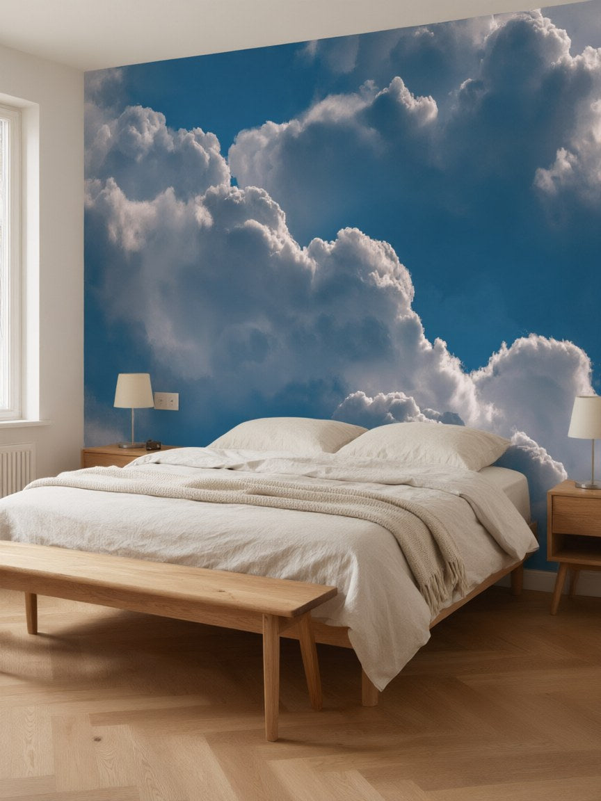 Papier peint panoramique Nuages posé au mur, vue 3