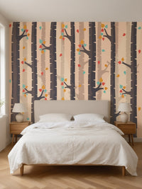 Papier peint panoramique Arbres d’automne posé au mur, vue 3