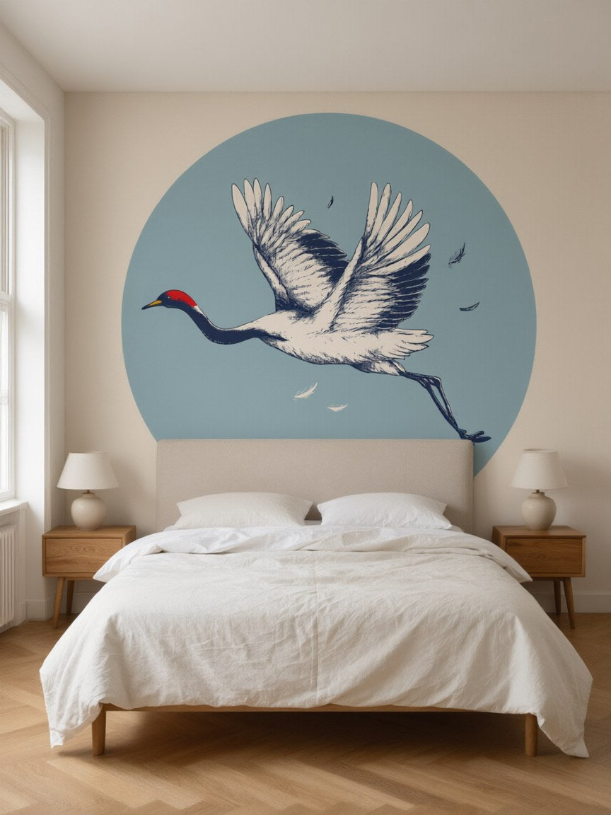 Papier peint panoramique Grue en vol posé dans une chambre