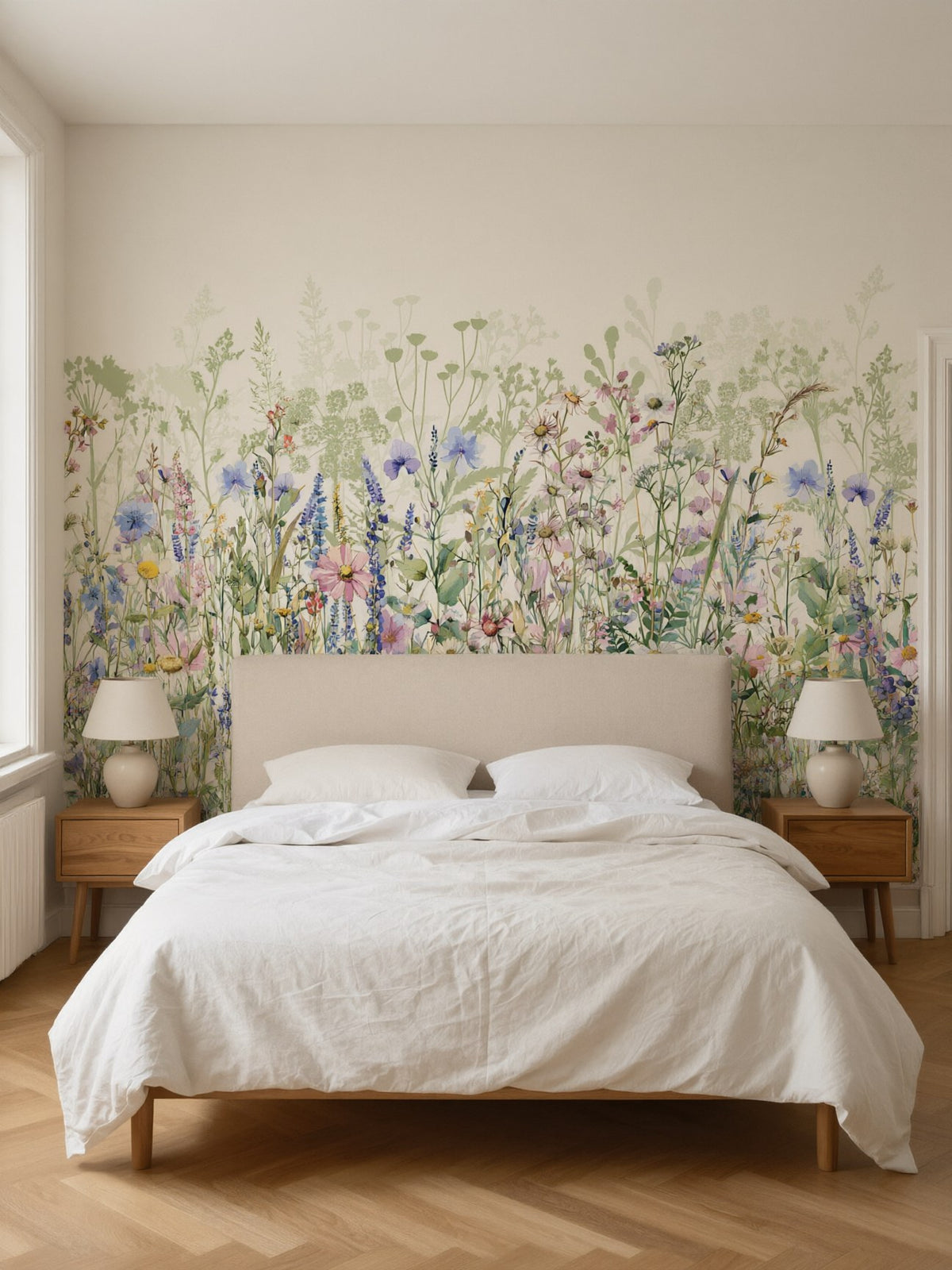 Papier peint panoramique Fleurs des champs posé au mur, vue 2