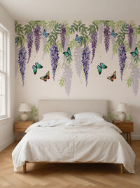 Papier peint panoramique Glycine posé au mur, vue 2