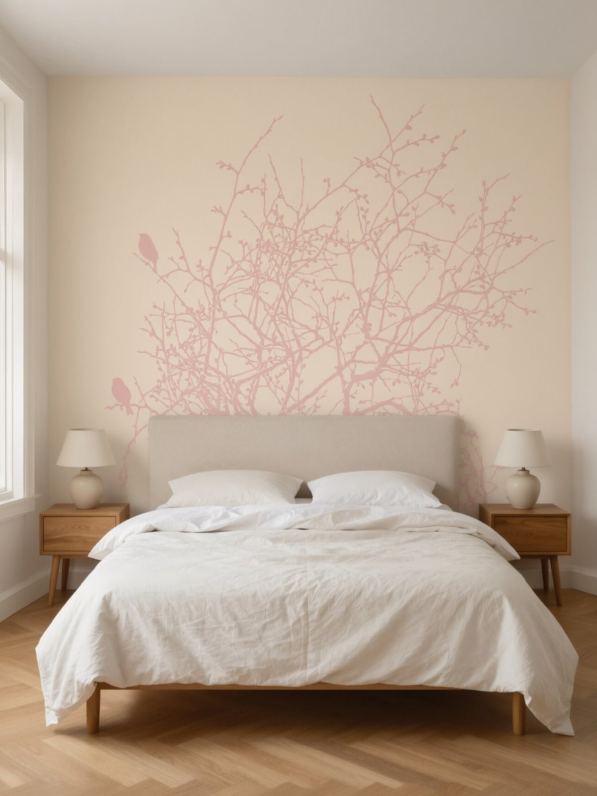 Papier peint panoramique Branches fines posé au mur, vue 2