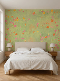 Papier peint panoramique Pré fleuri posé au mur, vue 2