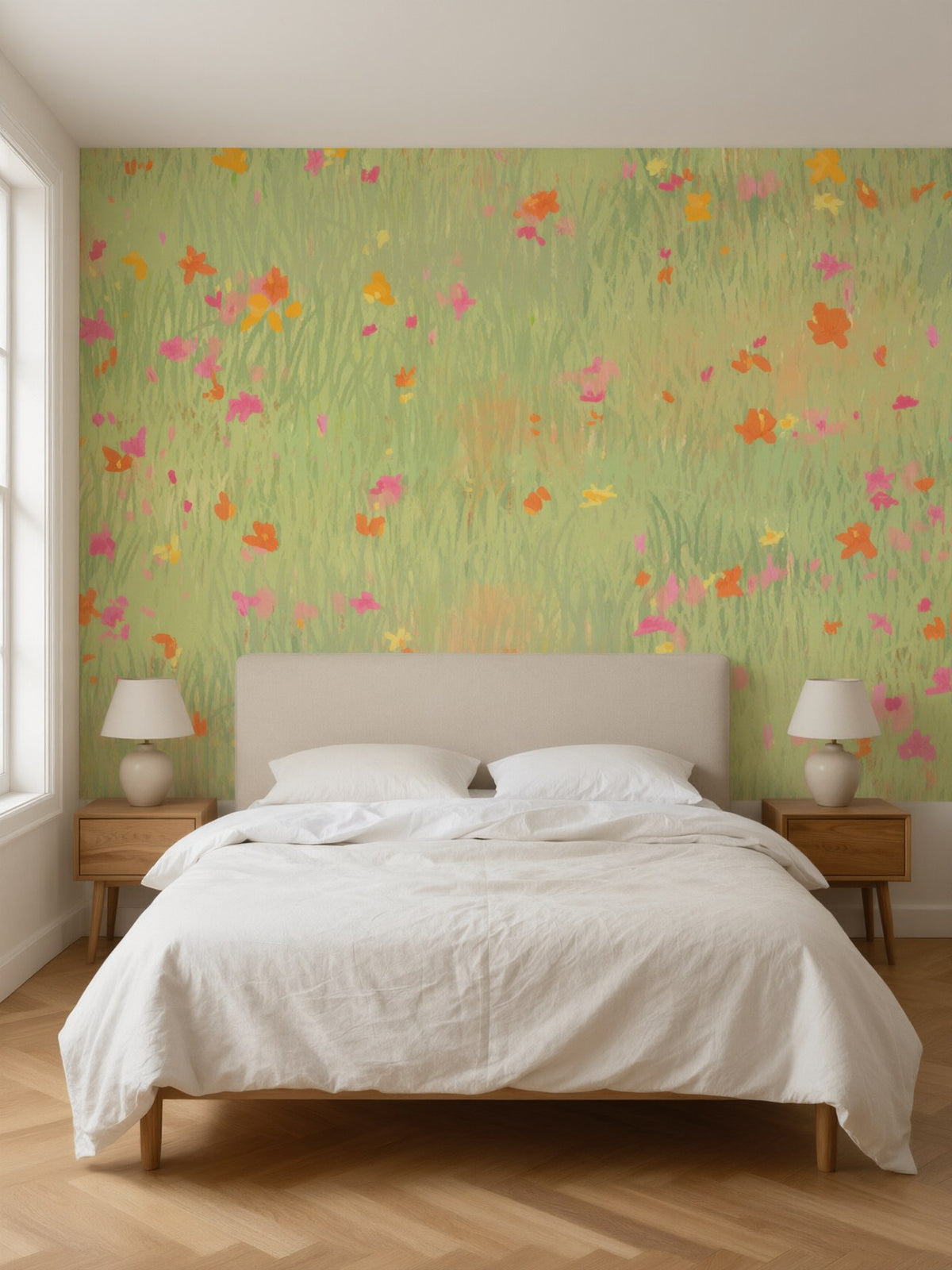 Papier peint panoramique Pré fleuri posé au mur, vue 2