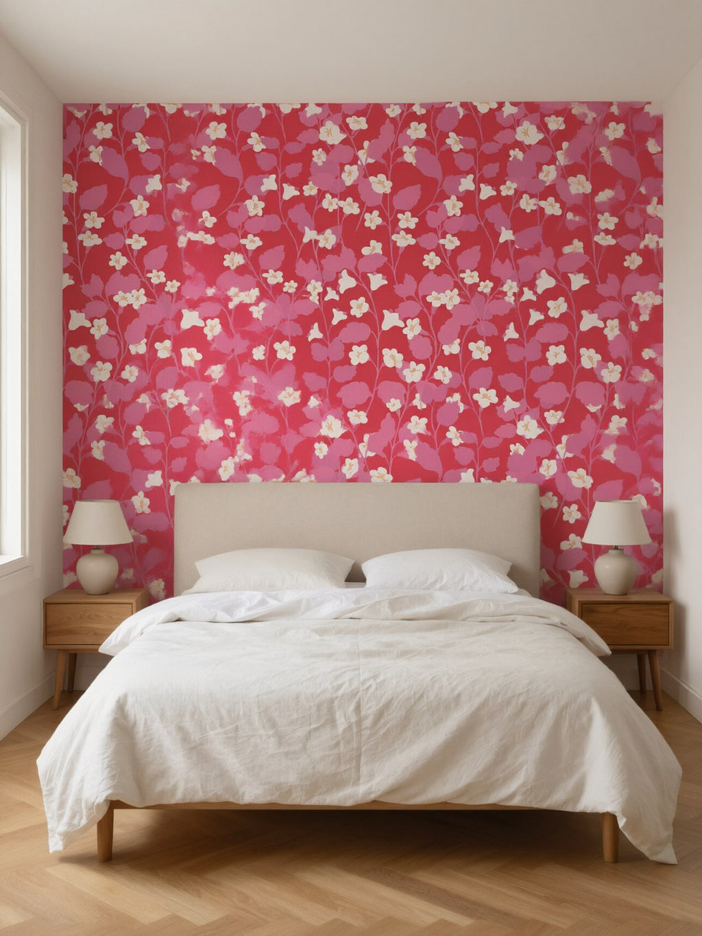 Papier peint panoramique Confettis fleuris posé au mur, vue 2