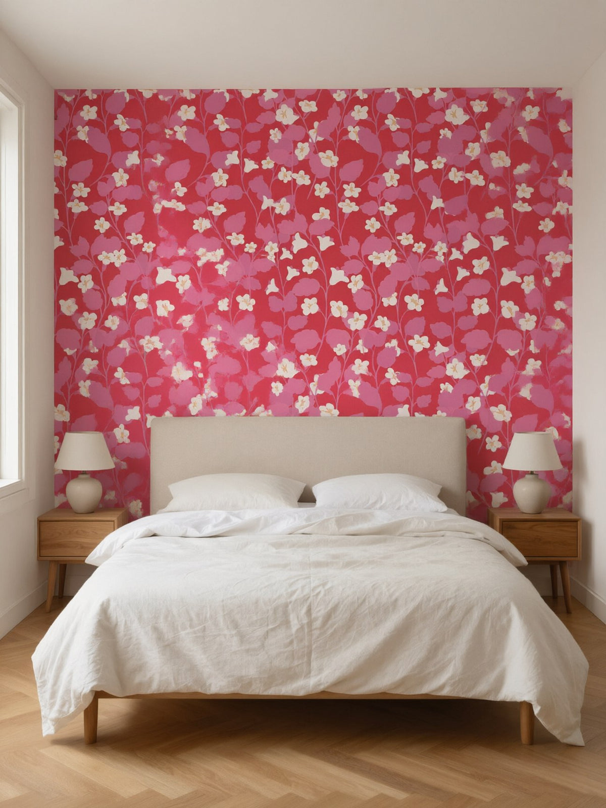 Papier peint panoramique Confettis fleuris posé au mur, vue 2