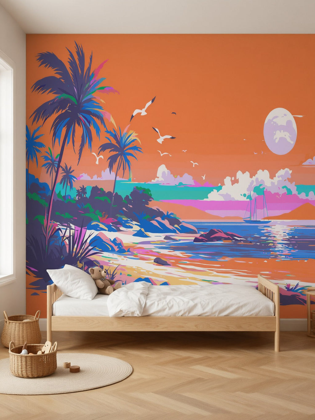 Papier peint panoramique Plage au couchant posé au mur, vue 2