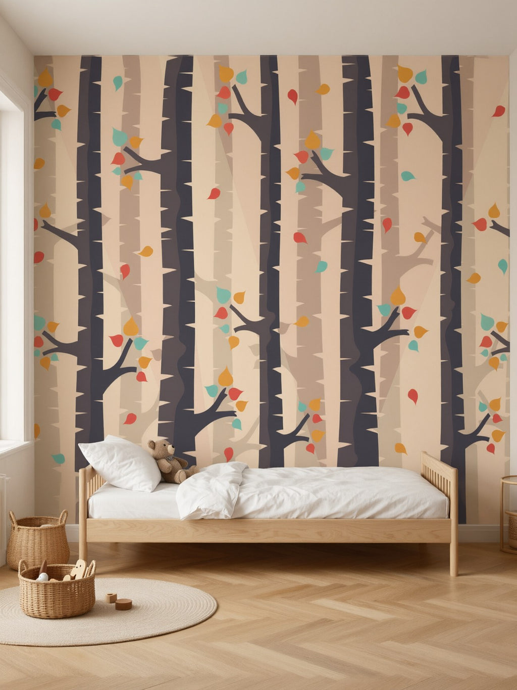 Papier peint panoramique Arbres d’automne posé au mur, vue 2
