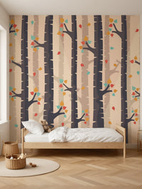 Papier peint panoramique Arbres d’automne posé au mur, vue 2