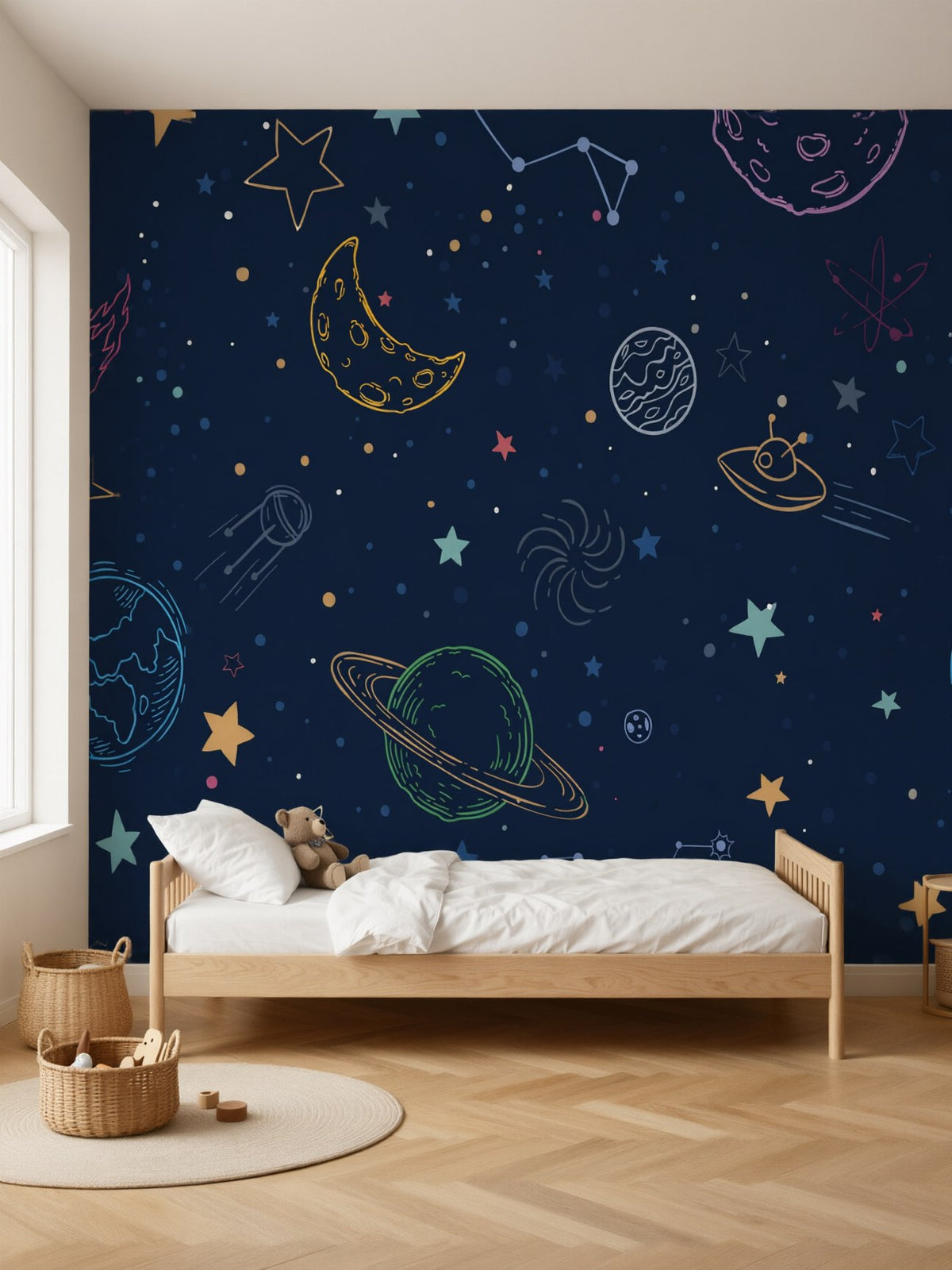 Papier peint panoramique Galaxie posé au mur, vue 2