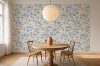 Papier peint panoramique Fleurs dessinées posé au mur, vue 2