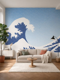 Papier peint panoramique Grande vague posé au mur, vue 5
