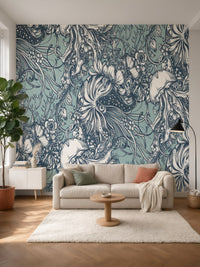 Papier peint panoramique Océan gravé posé au mur, vue 5