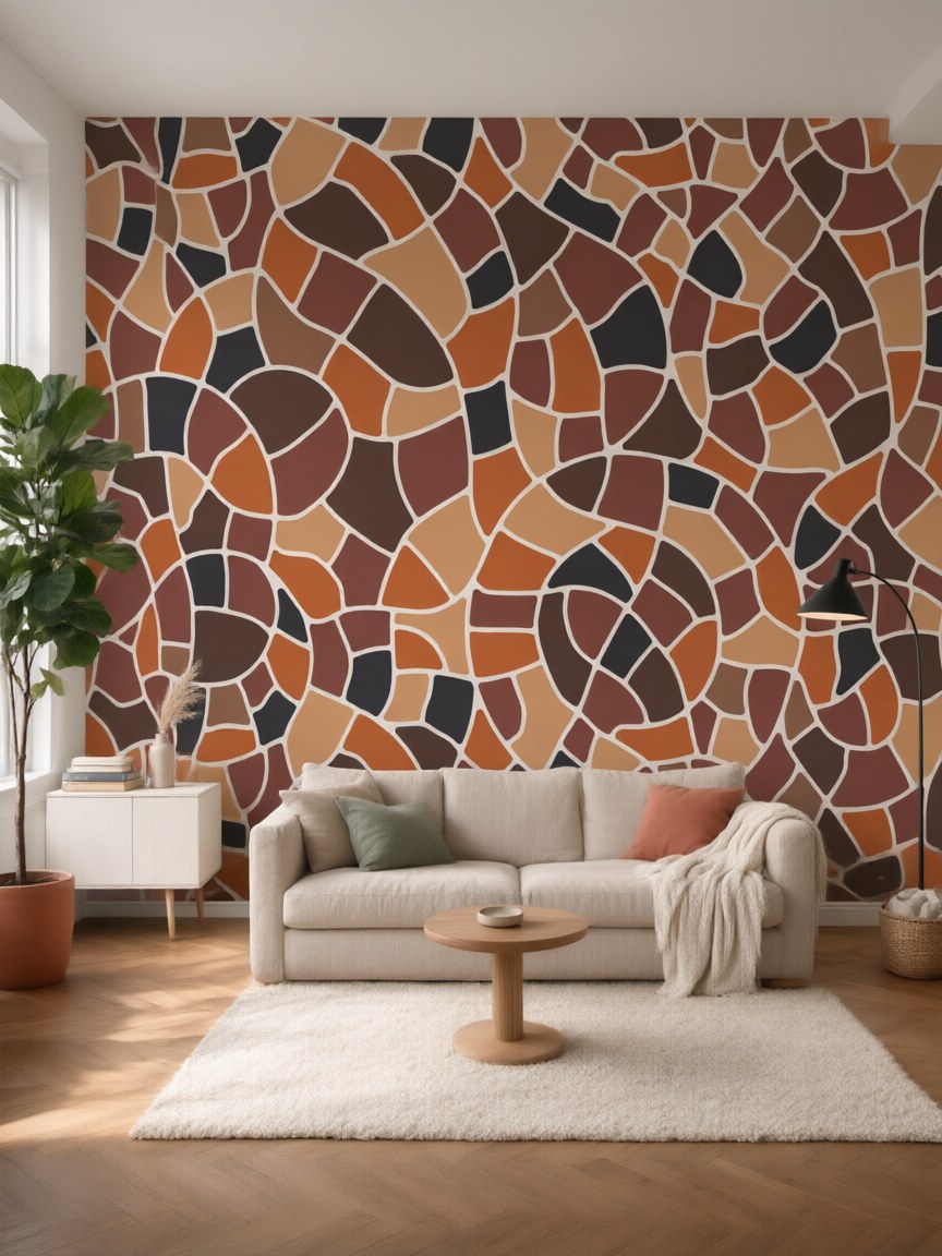 Papier peint panoramique Mosaïque posé au mur, vue 5