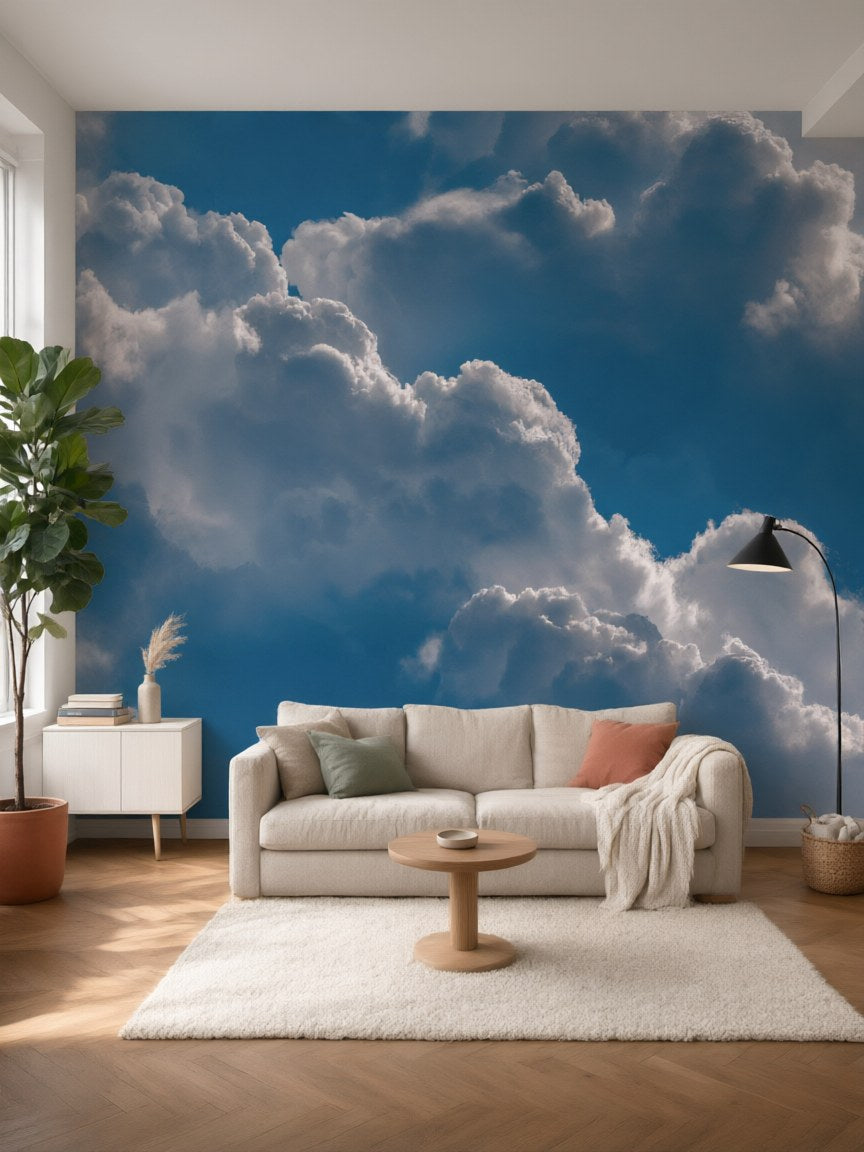 Papier peint panoramique Nuages posé au mur, vue 5