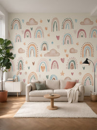 Papier peint panoramique Arcs-en-ciel bohème posé au mur, vue 5