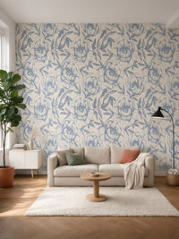 Papier peint panoramique Fleurs dessinées posé au mur, vue 5