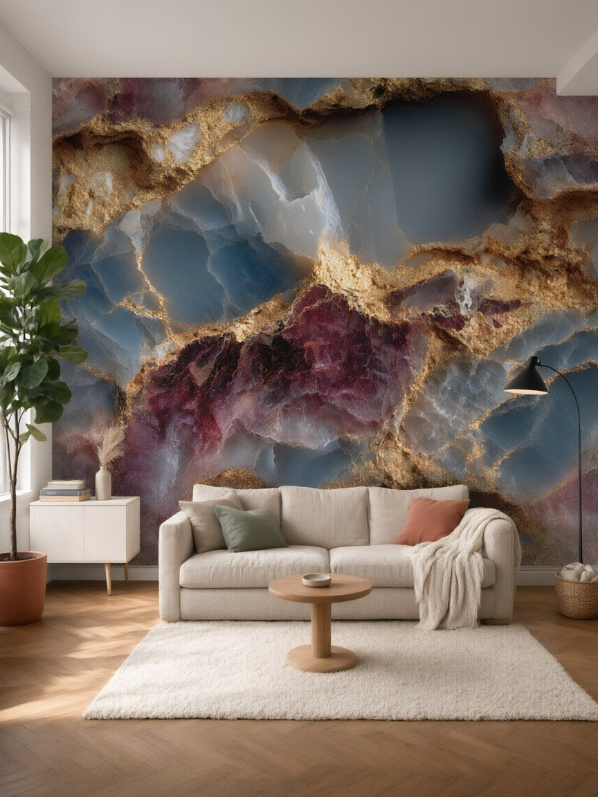 Papier peint panoramique Pierre précieuse posé au mur, vue 5