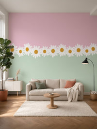 Papier peint panoramique Frise de marguerites posé au mur, vue 5