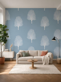Papier peint panoramique Arbres blancs posé au mur, vue 5