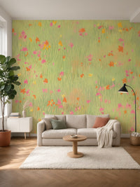 Papier peint panoramique Pré fleuri posé au mur, vue 5