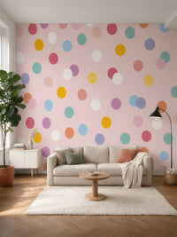 Papier peint panoramique Pois pastel posé au mur, vue 5
