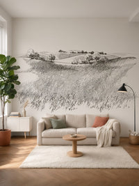 Papier peint panoramique Champ au crayon posé au mur, vue 5