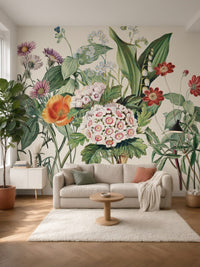 Papier peint panoramique Bouquet botanique posé au mur, vue 5