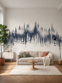 Papier peint panoramique Sapins à l’encre posé au mur, vue 5