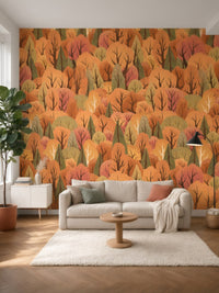 Papier peint panoramique Forêt d’automne posé au mur, vue 5