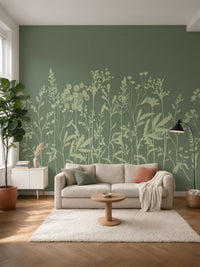 Papier peint panoramique Herbes sauvages posé au mur, vue 2